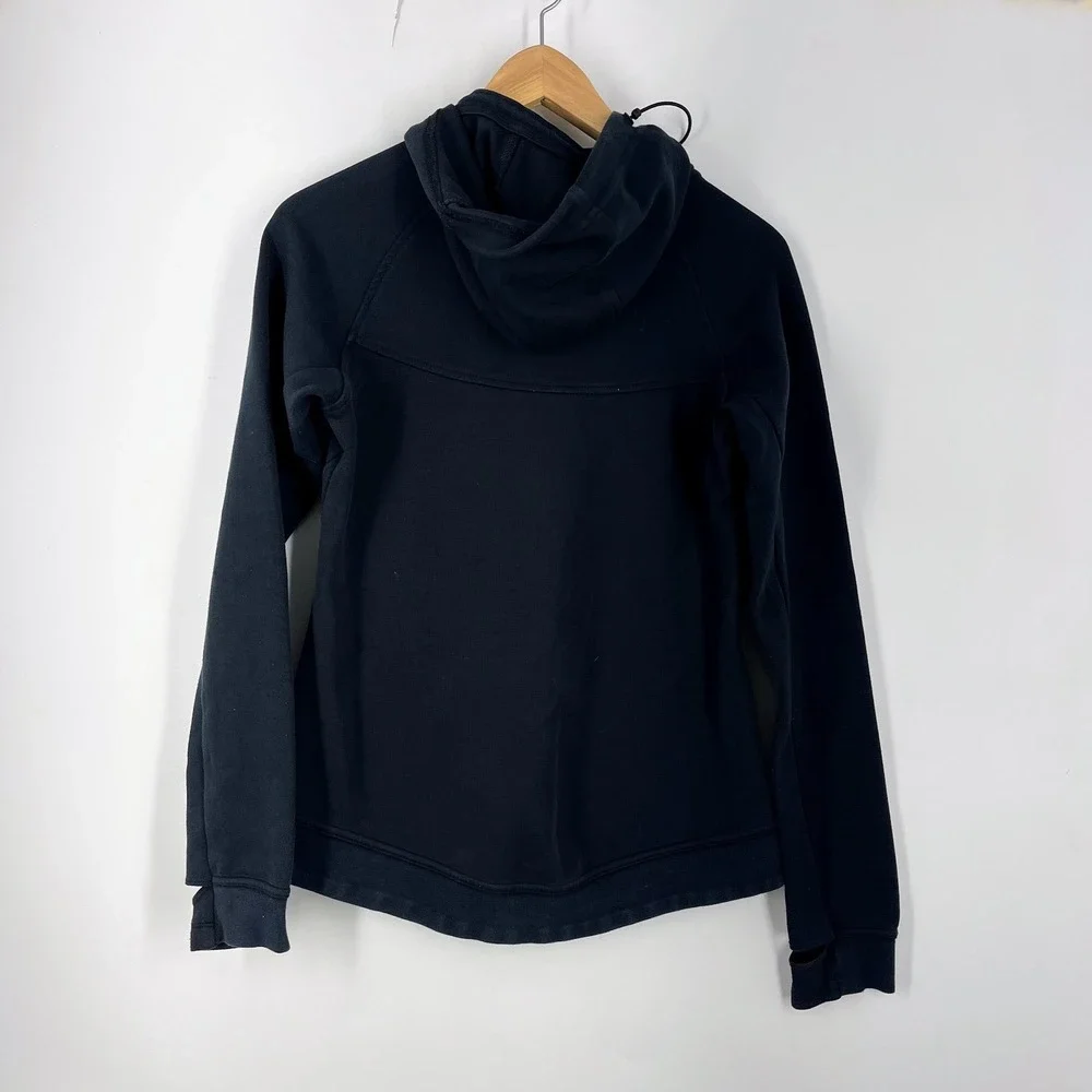 Nike Tech Fleece Full Zip Hoodie Black Women Sporty Scuba Hood Jacket Thumbholes